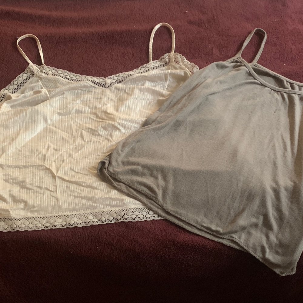 Elegant Lace Trim Camisole Set - Cream and Gray